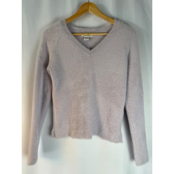 Rachel Zoe XS Lilac Fuzzy Sweater V-Neck Long Sleeve Soft Knit Pullover Top - Picture 1 of 9